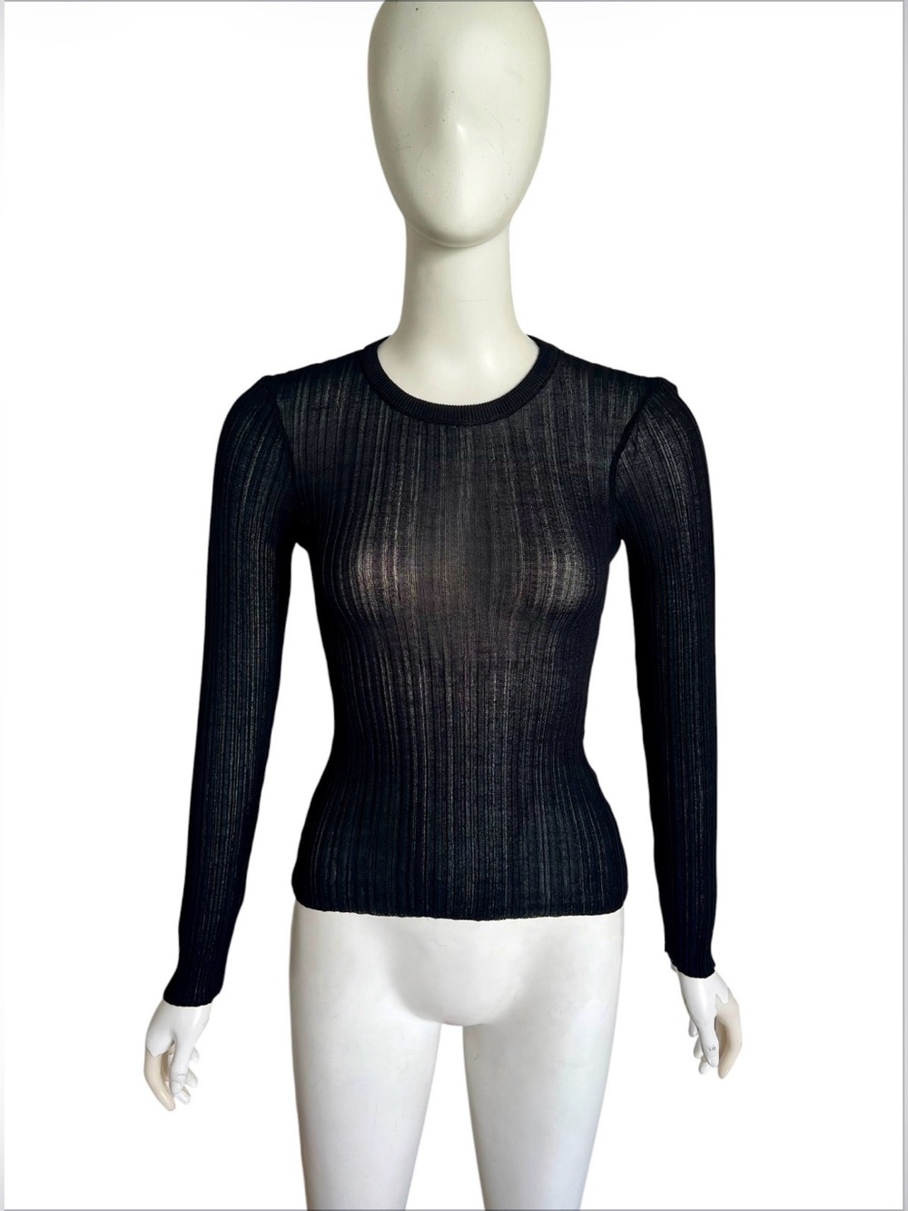 Dissh Black Eva Long Sleeves Knit Top Viscose Nylon Blend Semi Sheer Size S - Picture 3 of 10
